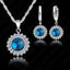 Newest Wedding Jewelry Set 925 Pure Silver Crystal Necklace Pendant/Earrings Trendy  Women Jewelry Set - luckacco