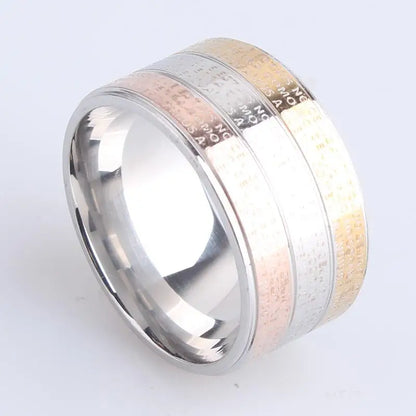 Luckacco 12mm Three color Bible Stainless Steel Wedding rings for women men wholesale Jewelry Lot
