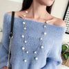 Luckacco FSUNION 2025 New Long Double Layer Simulated Pearl Necklace Women Sweater Chain  Female Collares Statement Jewlery Gifts