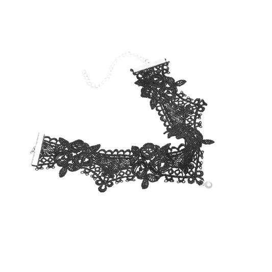 Luckacco 2019 New Choker Necklaces Pearl Gland Tatouage Choker Collier Noir Dentelle Choker Collier Vintage Bijoux Jewelry
