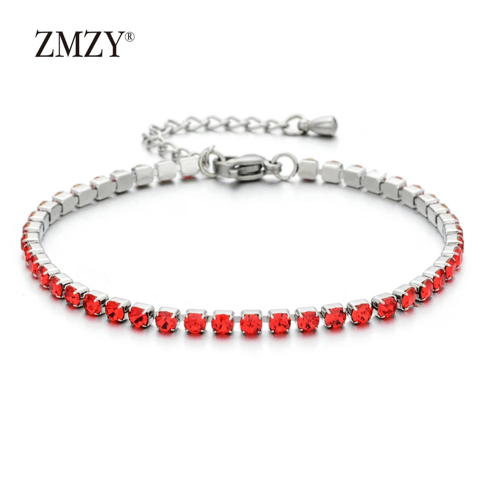 luckacco shop's pick 3mm micro pave zircon tennis bracelet for women new men bracelet homme stainless steel jewelry accessories