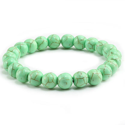 Luckacco High Quality Blue White Green Red Natural Stone Bracelet Homme Femme Charms 8MM Men Strand Beads Yoga Bracelets Women