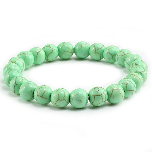 Luckacco High Quality Blue White Green Red Natural Stone Bracelet Homme Femme Charms 8MM Men Strand Beads Yoga Bracelets Women