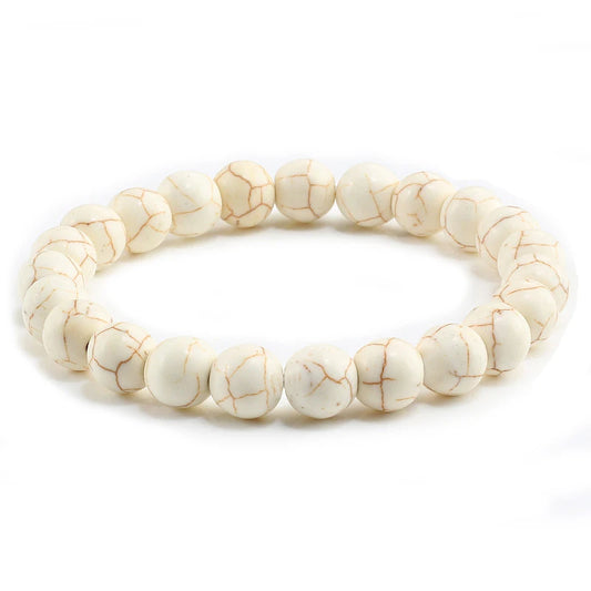 Luckacco High Quality Blue White Green Red Natural Stone Bracelet Homme Femme Charms 8MM Men Strand Beads Yoga Bracelets Women