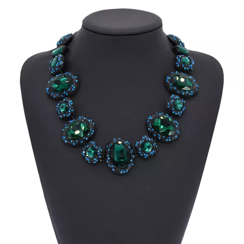 2023 New Fashion Glass Crystal Indian Statement Choker Necklace Women Large Collar Big Bib Necklace Woman Jewelry Accessories