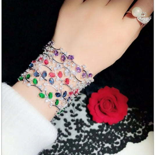 Luckacco Charm Bracelets For Women Sterling Silver Shine Cubic Zirconia Bangle Fine Jewelry Temperament Luxury Accessories Bijoux