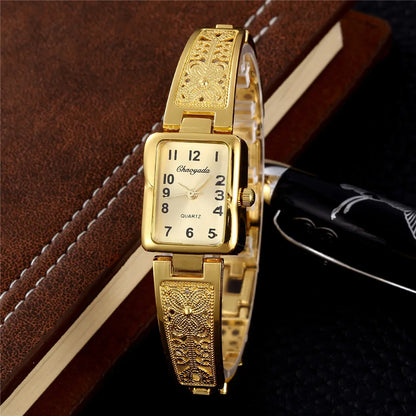 Luckacco 2025 Women Watches Top Brand Luxury Wristwatches Ladies Fashion Gold Stainless Steel Bracelet Watch Female Elegant Clock Women