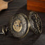 Retro Hollow Horse Design Pocket Watch Mens Unique FOB Chain Roman Dial Steampunk Bronze Skeleton Mechanical Hand Wind Men Watch - luckacco