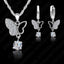 New Fashion Jewelry 925 Sterling Silver Statement  Butterfly Crystal Necklace Pendand Jewelry Set Fast Shipping - luckacco