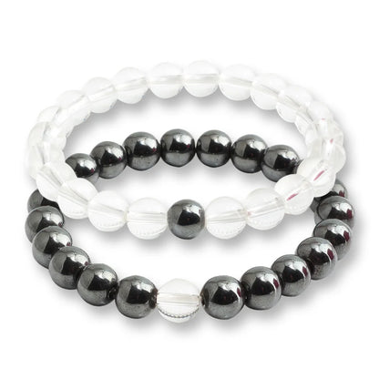 Luckacco Natural Stone Matching Couple Bracelet Distance Pink Black Beads For Men Women Strand Bracelets Bangles Yoga Lover Jewelry Gifts