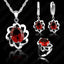 Hot Sale Jewelry Set 925 Sterling Silver Needle Chains Red Austrian Crystal  Earring/Necklace /Ring Set  Wedding Gift For Women - luckacco