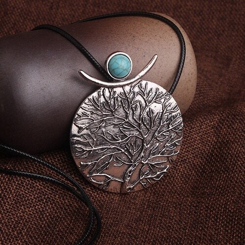 Blood vessels Tree  Ethnic Jewelry  vintage metal  pendants vintage Tibetan Silver necklace,handmade leather rope necklace - luckacco