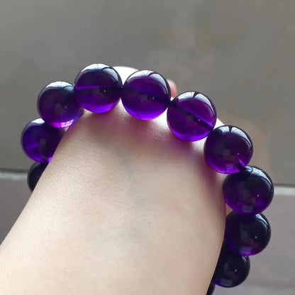 Luckacco Natural Purple Amethyst Crystal Bracelet Gemstone Beads 12mm 14mm Round Beads Women Men Amethyst Healing Stone AAAAA