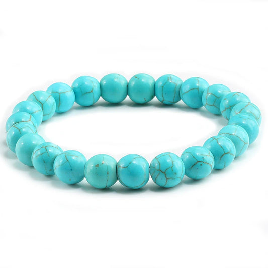 Luckacco High Quality Blue White Green Red Natural Stone Bracelet Homme Femme Charms 8MM Men Strand Beads Yoga Bracelets Women