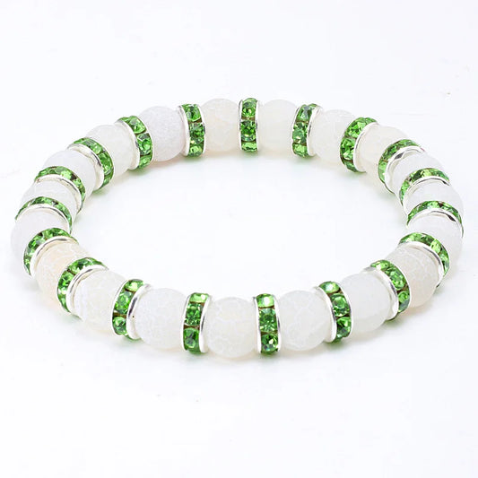 Luckacco shshd Natural Stone Bracelet White Pink Blue Rhinestone Charm Crystal Beaded Bracelets&Bangles for Women Fashion Elastic Jewelry