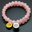 Natural Pink Crystal Bracelet Healing Biddha Charm Bracelets Wrist Mala Beads Stone Lotus Yoga Bracelet Chakra Jewelry Women