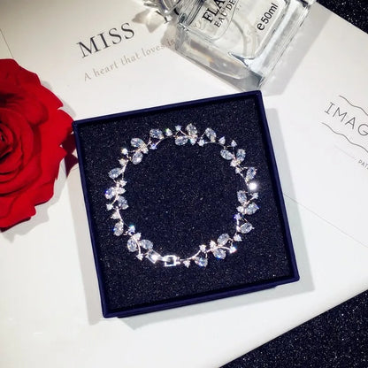 Luckacco Charm Bracelets For Women Sterling Silver Shine Cubic Zirconia Bangle Fine Jewelry Temperament Luxury Accessories Bijoux