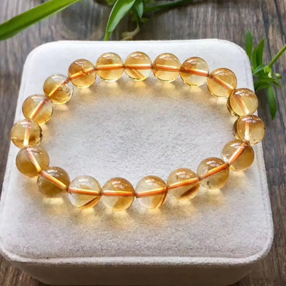 Luckacco Genuine Natural Citrine Yellow Gemstone Round Beads Bracelet 8mm 9mm 10mm 11mm 12mm Brazil Wealthy Stone Women Men AAAAA