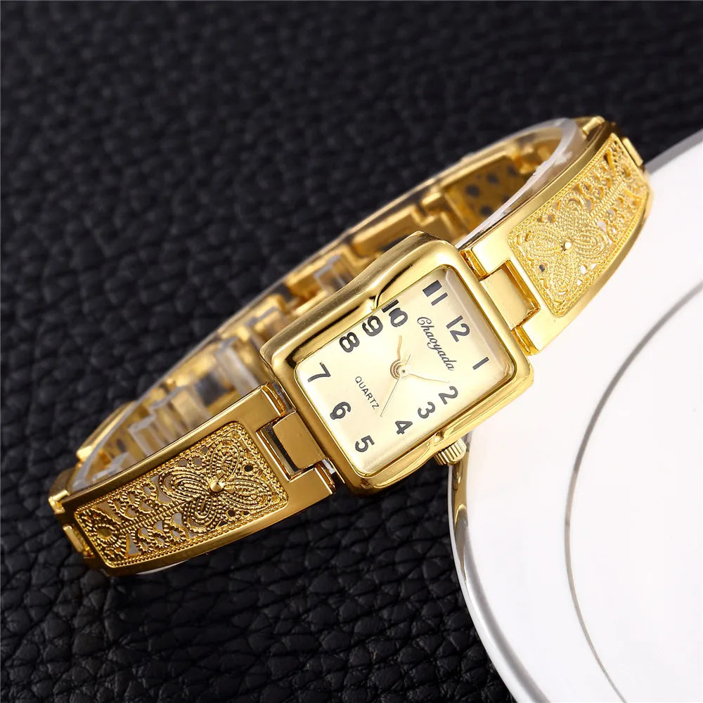 luckacco 2025 women watches top brand luxury wristwatches ladies fashion gold stainless steel bracelet watch female elegant clock women
