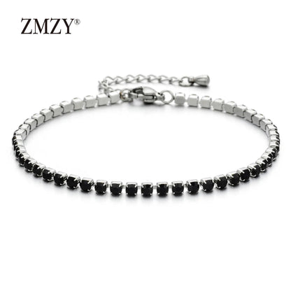 Luckacco shop's pick 3mm Micro Pave Zircon Tennis Bracelet for Women New Men Bracelet Homme Stainless Steel Jewelry Accessories