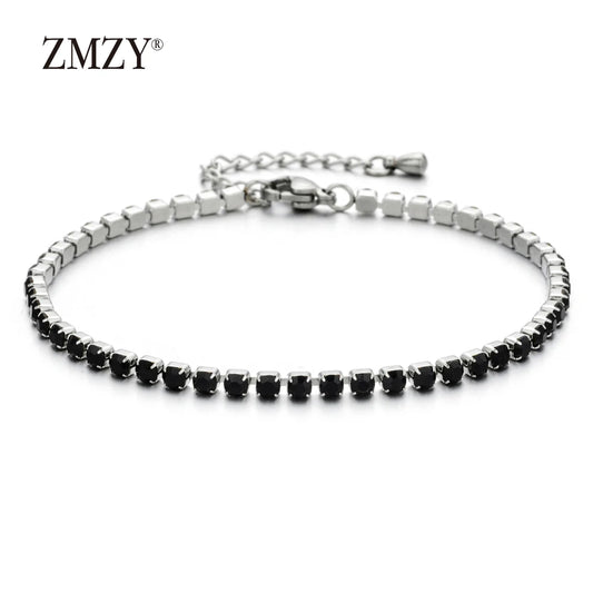 Luckacco shop's pick 3mm Micro Pave Zircon Tennis Bracelet for Women New Men Bracelet Homme Stainless Steel Jewelry Accessories