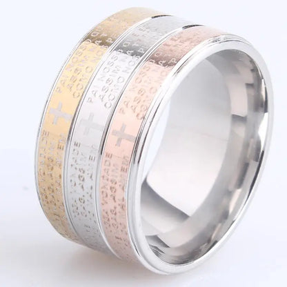 Luckacco 12mm Three color Bible Stainless Steel Wedding rings for women men wholesale Jewelry Lot