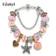 Hot Ocean Tibetan Silver Charm Bracelet Bangle for Women Romantic Pink Shell Crystal Bracelet Heart Turtle Beads Bracelets Gift - luckacco