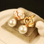 Famous Design Golden Flower Big Pearl Earring Stud Earrings For Women Trendy Jewelry - luckacco