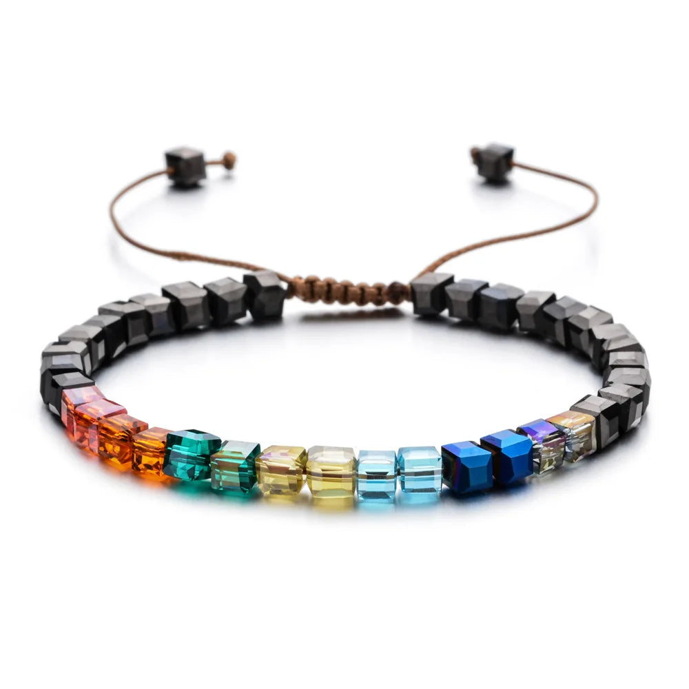 luckacco shop's pick sparking mixed glass crystal bracelet rainbow style fashion shinning charm bracelets for women wedding jewelry gift