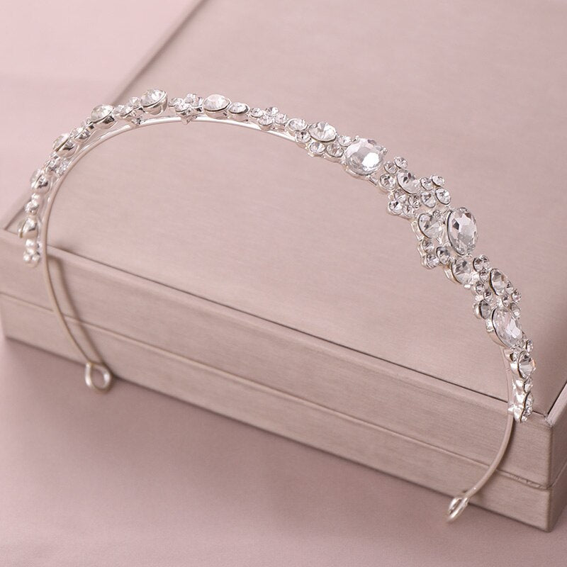 Bridal Tiara Hair Crown Wedding Hair Accessories Crystal Crown Wedding Hair Band Hair Jewelry - luckacco