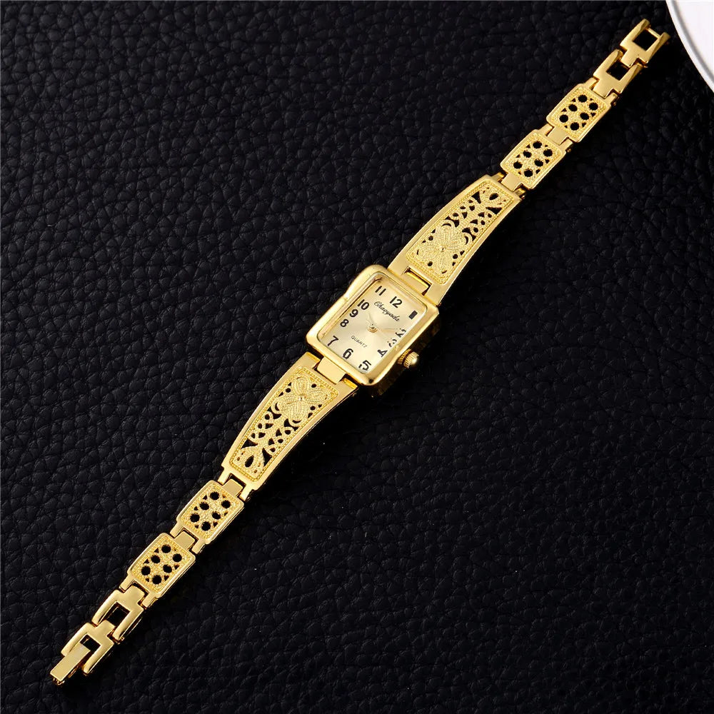 luckacco 2025 women watches top brand luxury wristwatches ladies fashion gold stainless steel bracelet watch female elegant clock women