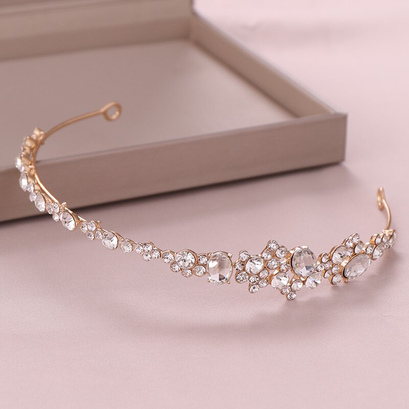 Bridal Tiara Hair Crown Wedding Hair Accessories Crystal Crown Wedding Hair Band Hair Jewelry - luckacco