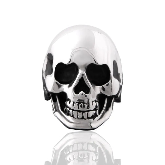 Luckacco Men's Solid Skull Ring Gothic Punk Biker Rider Red/Blue Eyes Vintage Stainless Steel Skeleton Finger Band Men Jewelry