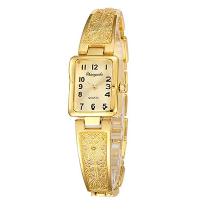 Luckacco 2025 Women Watches Top Brand Luxury Wristwatches Ladies Fashion Gold Stainless Steel Bracelet Watch Female Elegant Clock Women