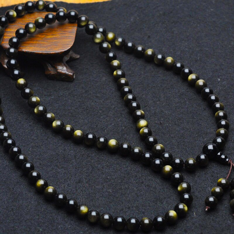 Natural Stone Gold Obsidian 108 Beads Bracelet &Bangle With Many Layers Stretch Crystal Bracelet 2018 Fashion Woman Bracelets - luckacco