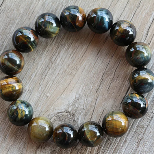 Luckacco Natural Stone Beaded Bracelet Handmade Women Men Jewelry Strand Charm Yellow Blue Tiger Eye Bracelet