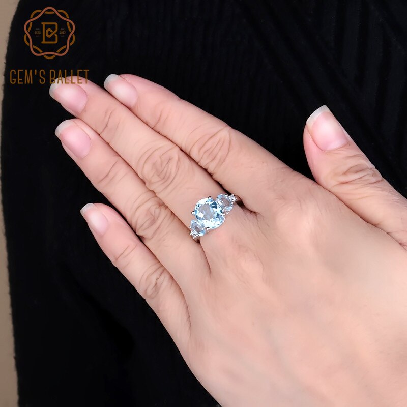 4.77Ct Oval Natural Sky Blue Topaz Gemstone Ring 100% 925 Sterling Silver Rings for Women Wedding Fine Jewelry - luckacco