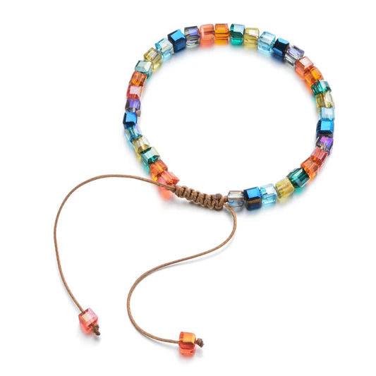 Luckacco shop's pick Sparking Mixed Glass Crystal Bracelet Rainbow Style Fashion Shinning Charm Bracelets For Women Wedding Jewelry Gift