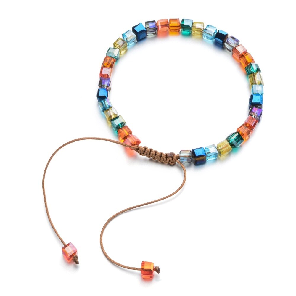 ZMZY Sparking Mixed Glass Crystal Bracelet Rainbow Style Fashion Shinning Charm Bracelets For Women Wedding Jewelry Gift - luckacco