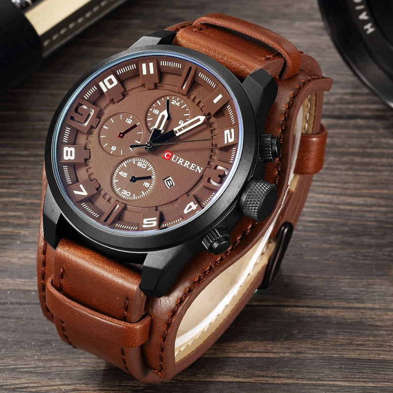 Curren 8225 Army Military Quartz Mens Watches Top Brand Luxury Leather Men Watch Casual Sport Male Clock Watch Relogio Masculino - luckacco