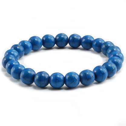 Luckacco High Quality Blue White Green Red Natural Stone Bracelet Homme Femme Charms 8MM Men Strand Beads Yoga Bracelets Women