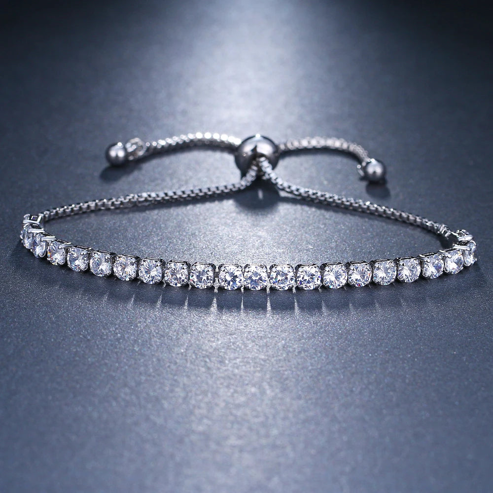 luckacco emmaya classic crystal beads friendship bracelet white zircon adjustable jewelry for women charming  dress-up