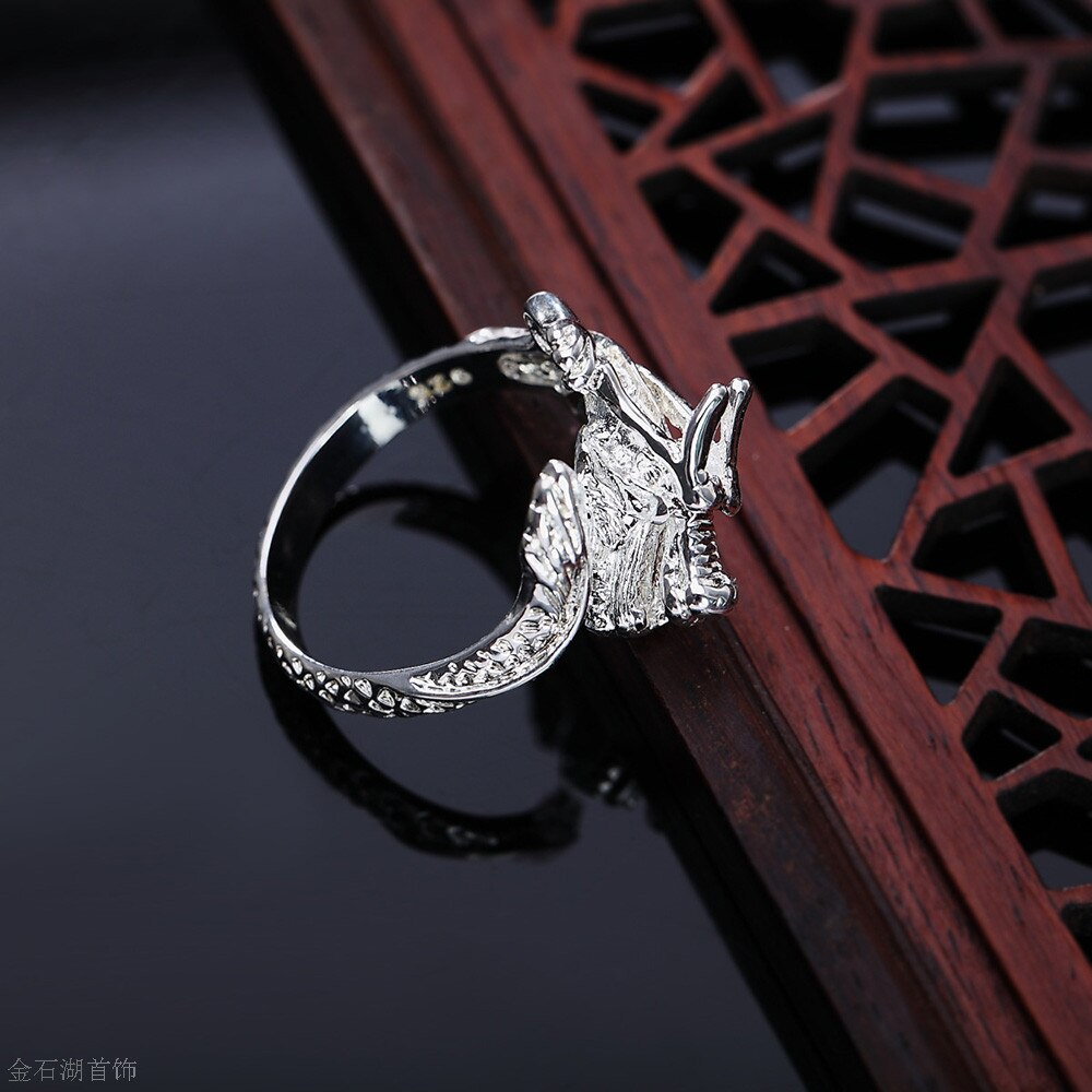 Beautiful WOMEN Men Dragon SILVER Ring Hot Cute Noble Pretty Fashion Wedding Silver 925 Plated Lady Jewelry Stamped925, R054 - luckacco