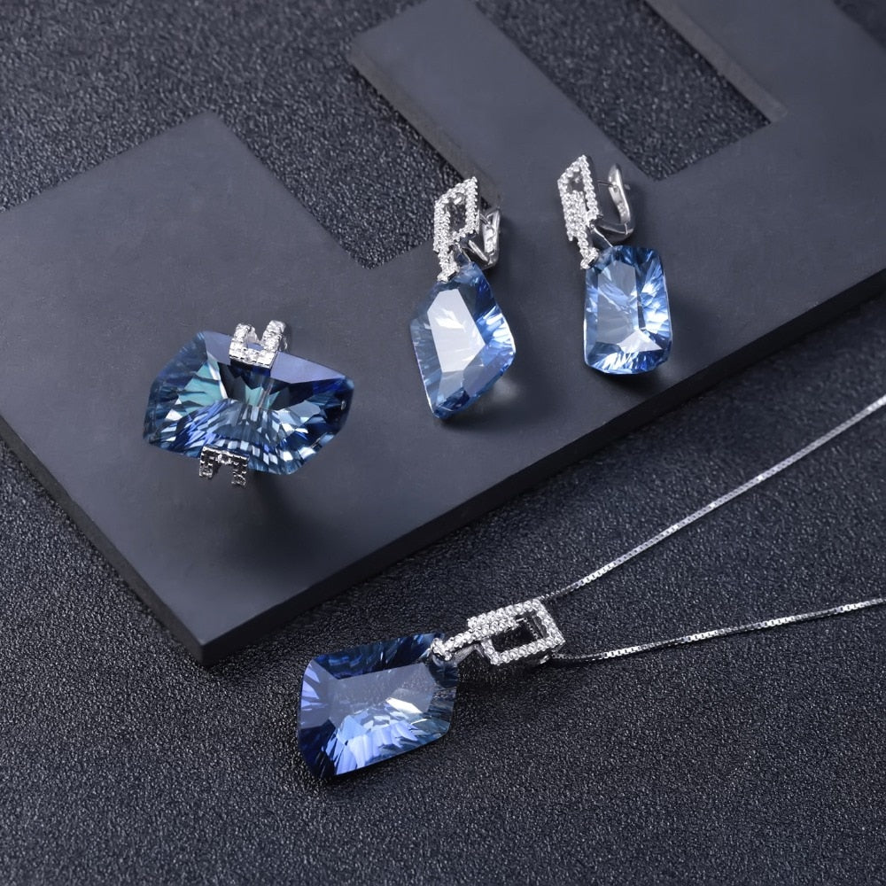 Gem's Ballet 925 Sterling Silver Earring 42.39Ct Natural Iolite Blue Mystic Quartz Gemstone Drop Earrings For Women Fine Jewelry - luckacco