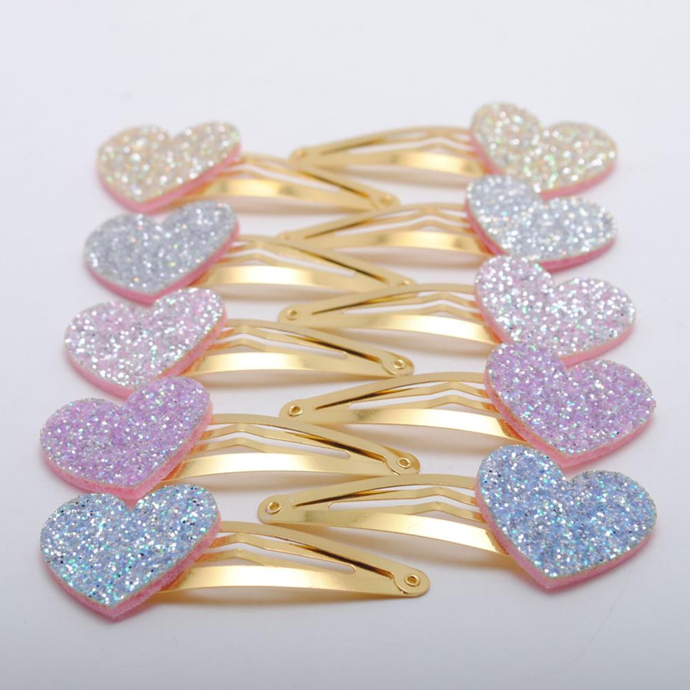 10pcs/lot Small Size Girls Hairclips Glitter Heart  Birthday Gift Baby Girls Hair Accessories Kids  Hair Clip For Children - luckacco