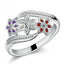 Funny Design Three Color CZ Crystal  Flower Ring Women Girls Fashion 925 Sterling Silver Ring Wedding Lady Jewelry - luckacco