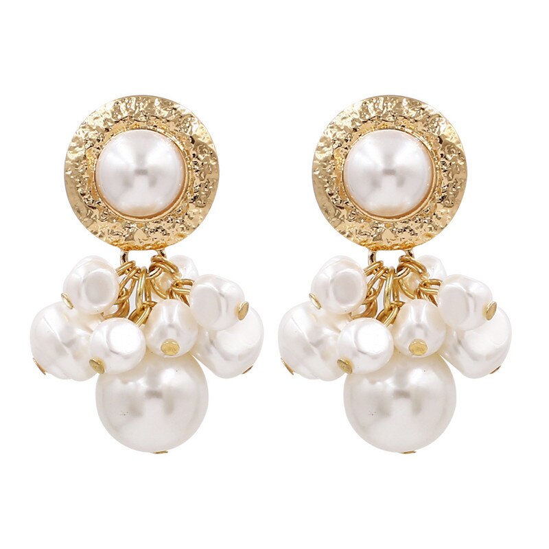 FishSheep Za Big Pearl Earring For Women Gold Color Irregular Beaded Drop Earrings Jewelry Statement Earrings Brincos 2019 Gift - luckacco