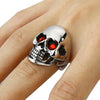 Luckacco Men's Solid Skull Ring Gothic Punk Biker Rider Red/Blue Eyes Vintage Stainless Steel Skeleton Finger Band Men Jewelry