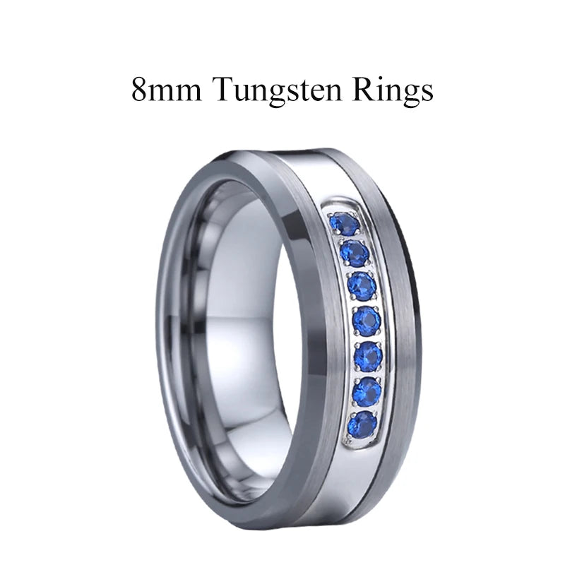 luckacco men's damascus ring tungsten fashion jewelry unique high quality handmade wedding bands couples rings for men male boys