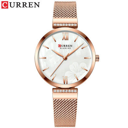Luckacco Golden Wristwatch Mesh Ladies Watches Luxury Brand CURREN Elegant Simple Quartz Watch Women's Bracelet Clock Female Reloj mujer